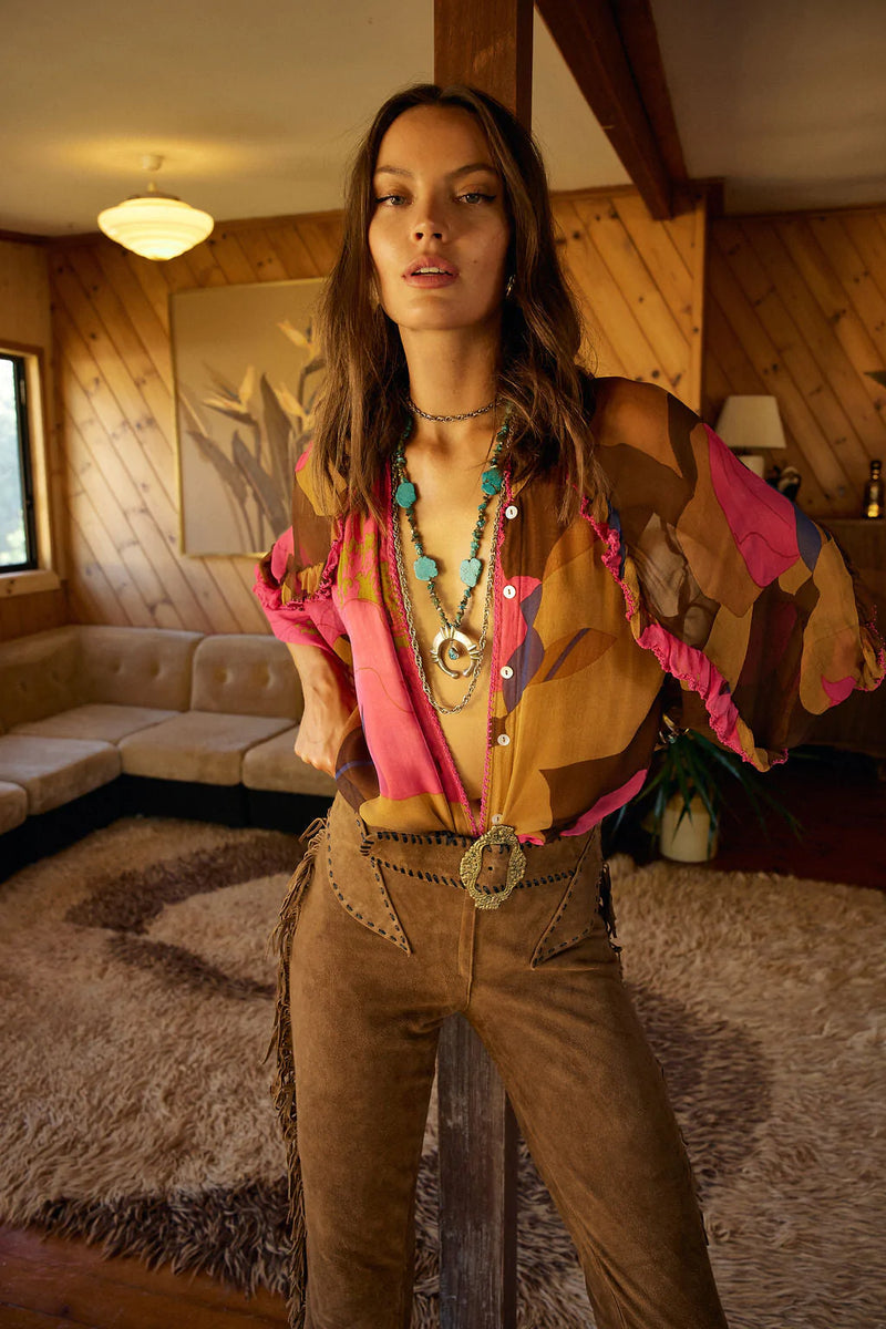 A New Day For Love Silk Blouse - Bold Floral - Chasing Unicorns