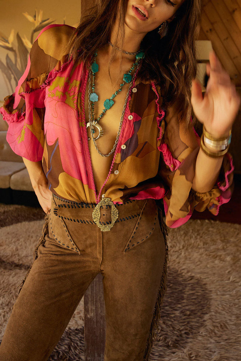 A New Day For Love Silk Blouse - Bold Floral - Chasing Unicorns