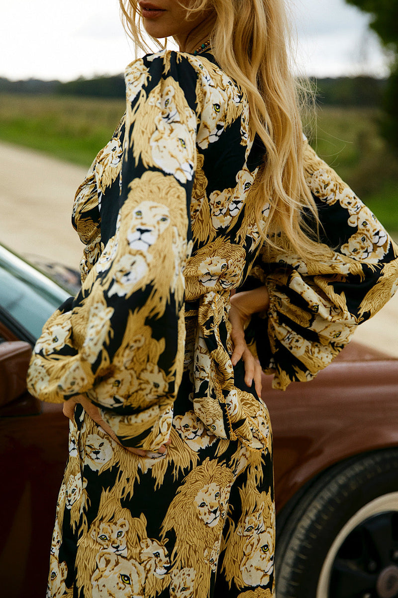 🎁 Africa Silk Satin Wrap Blouse - Chasing Unicorns