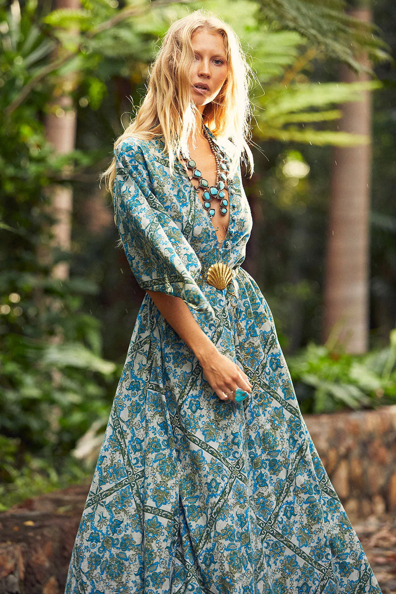 Alabama Getaway Maxi Caftan Dress - Bohemian Floral - Chasing Unicorns