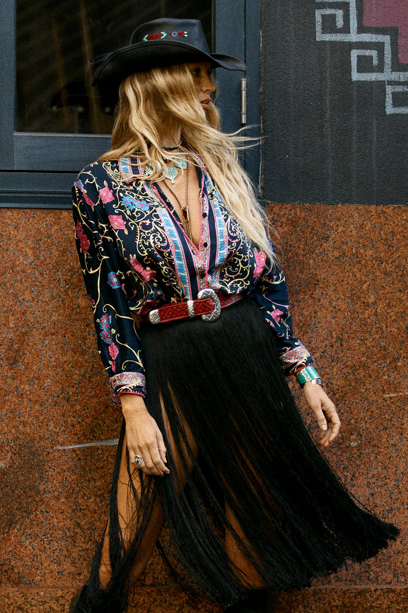 All I Wanna Do Baroque Floral Silk Satin Blouse - Chasing Unicorns