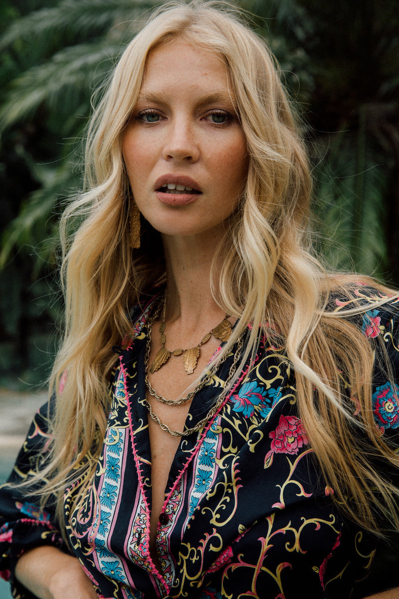 All I Wanna Do Baroque Floral Silk Satin Blouse - Chasing Unicorns