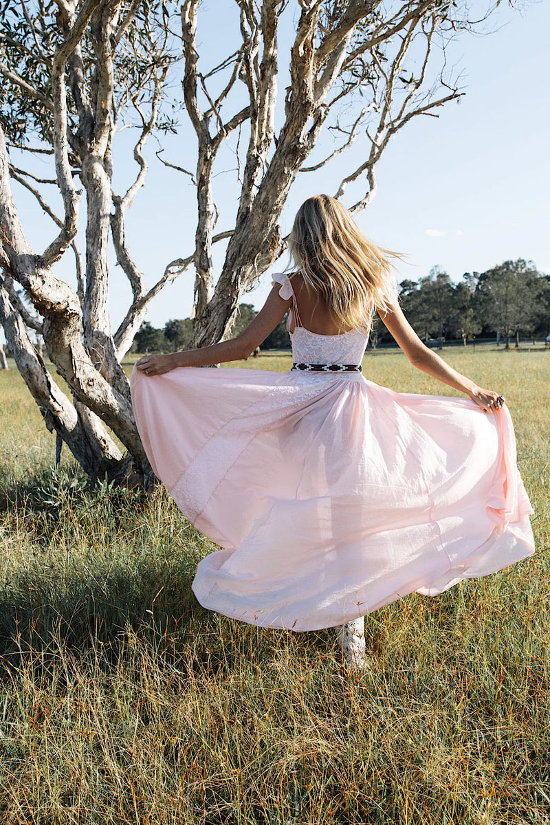 All My Love Cotton Gauze + Lace Maxi Slip Dress - pink - Chasing Unicorns