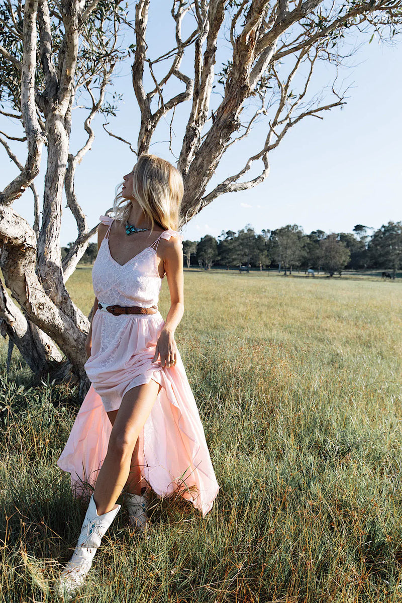 All My Love Cotton Gauze + Lace Maxi Slip Dress - pink - Chasing Unicorns