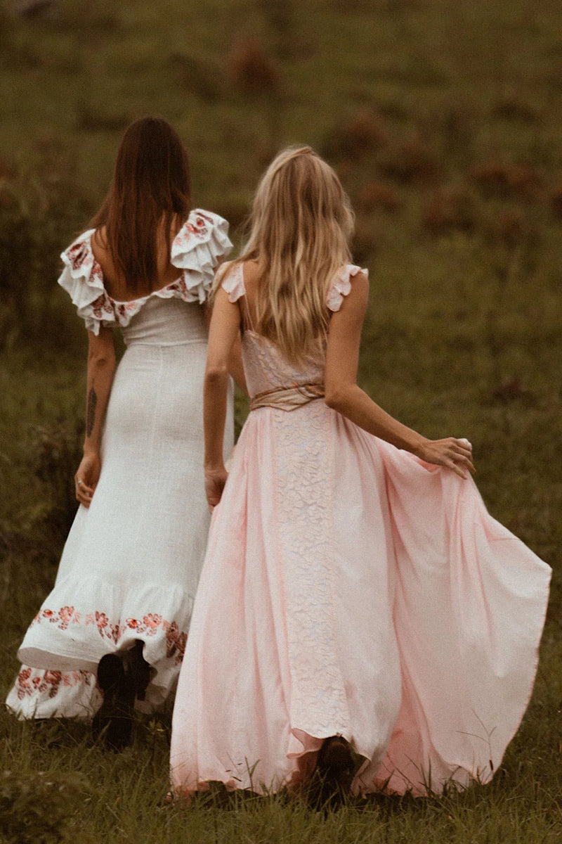 All My Love Cotton Gauze + Lace Maxi Slip Dress - pink - Chasing Unicorns