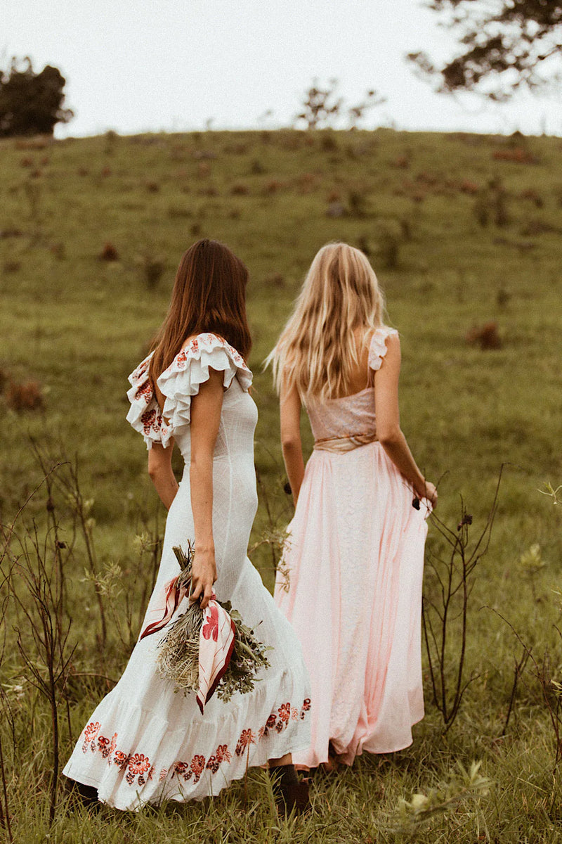 All My Love Cotton Gauze + Lace Maxi Slip Dress - pink - Chasing Unicorns