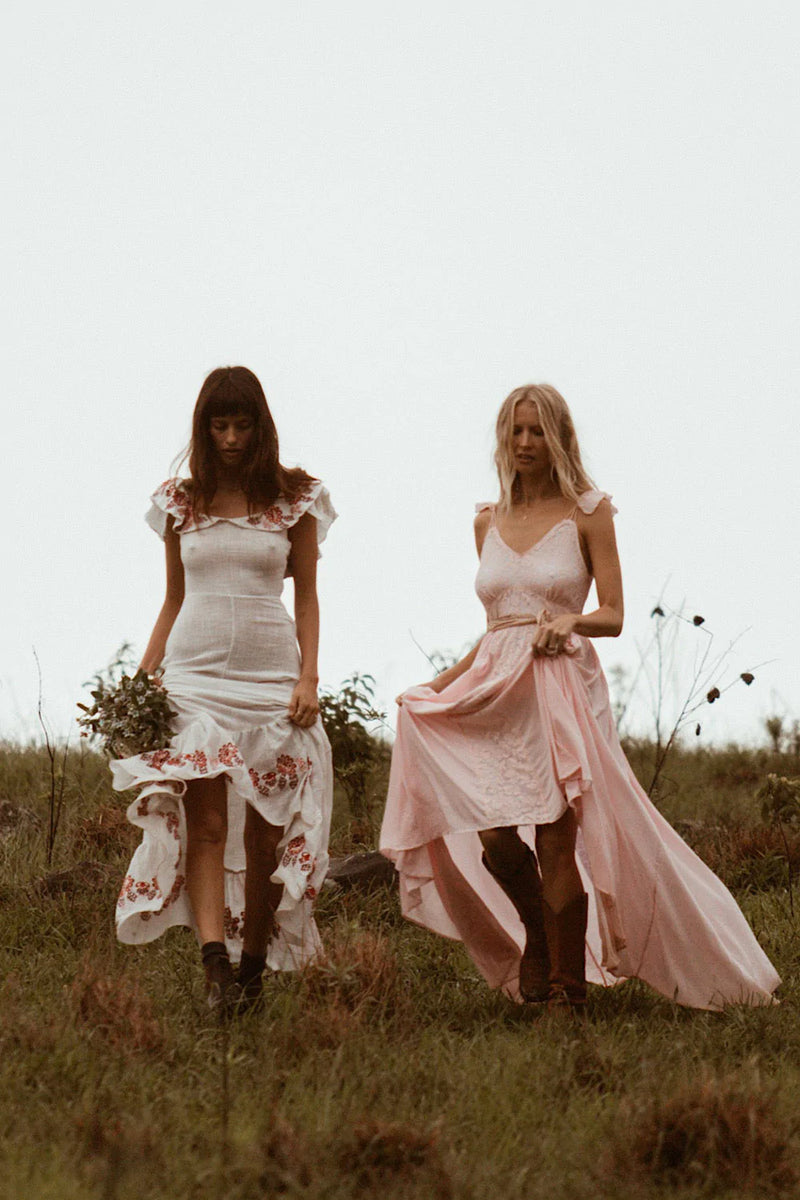 All My Love Cotton Gauze + Lace Maxi Slip Dress - pink - Chasing Unicorns