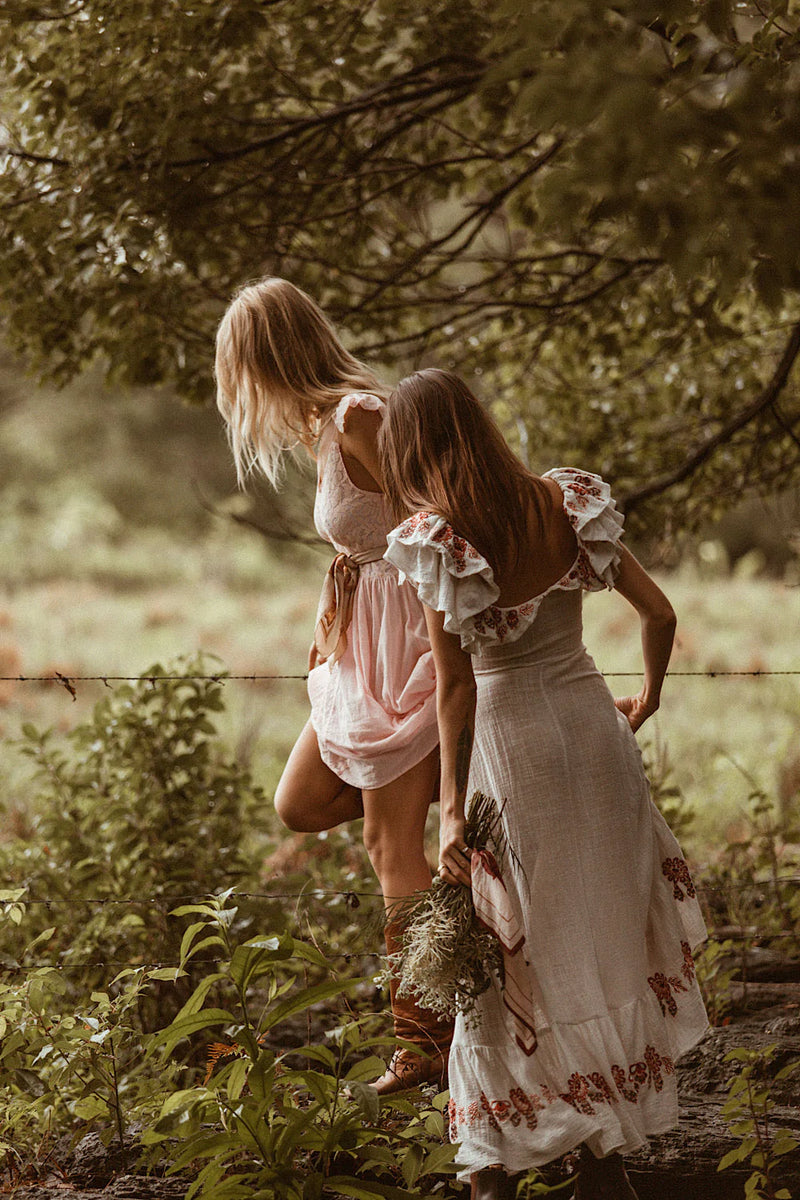 All My Love Cotton Gauze + Lace Maxi Slip Dress - pink - Chasing Unicorns