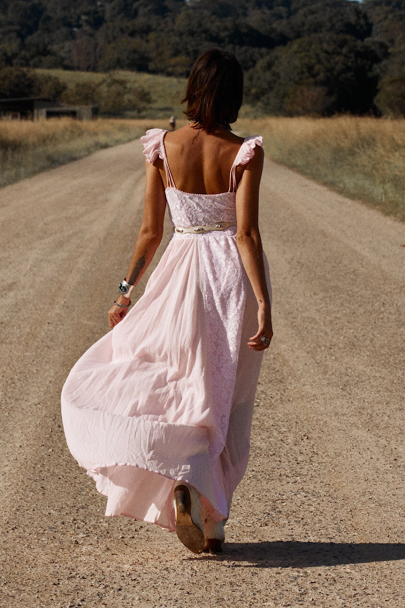 All My Love Cotton Gauze + Lace Maxi Slip Dress - Pink - Chasing Unicorns