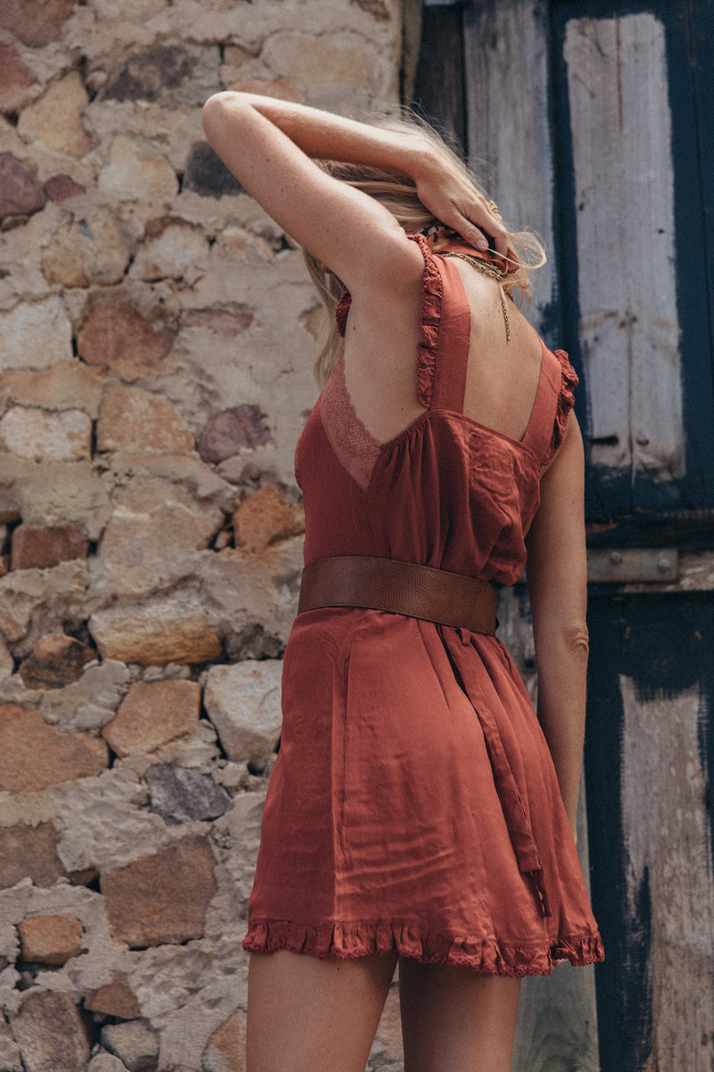Angel Silk Slip Dress - Rust - Chasing Unicorns