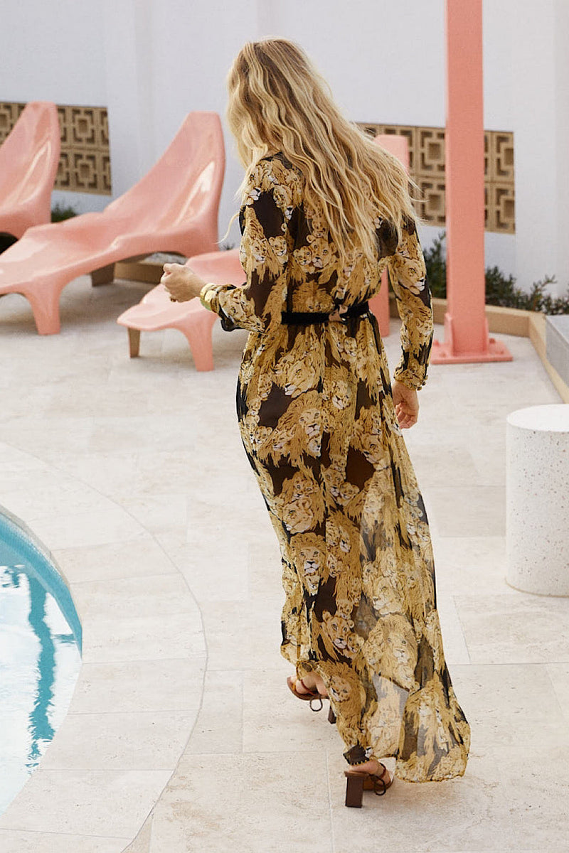 Another Saturday Night Silk/Cotton Maxi Duster Dress - Africa - Chasing Unicorns