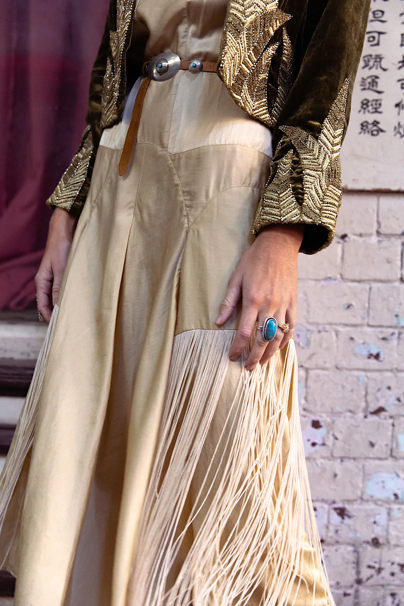 Another Star Silk Fringe Dress - Champagne - Chasing Unicorns
