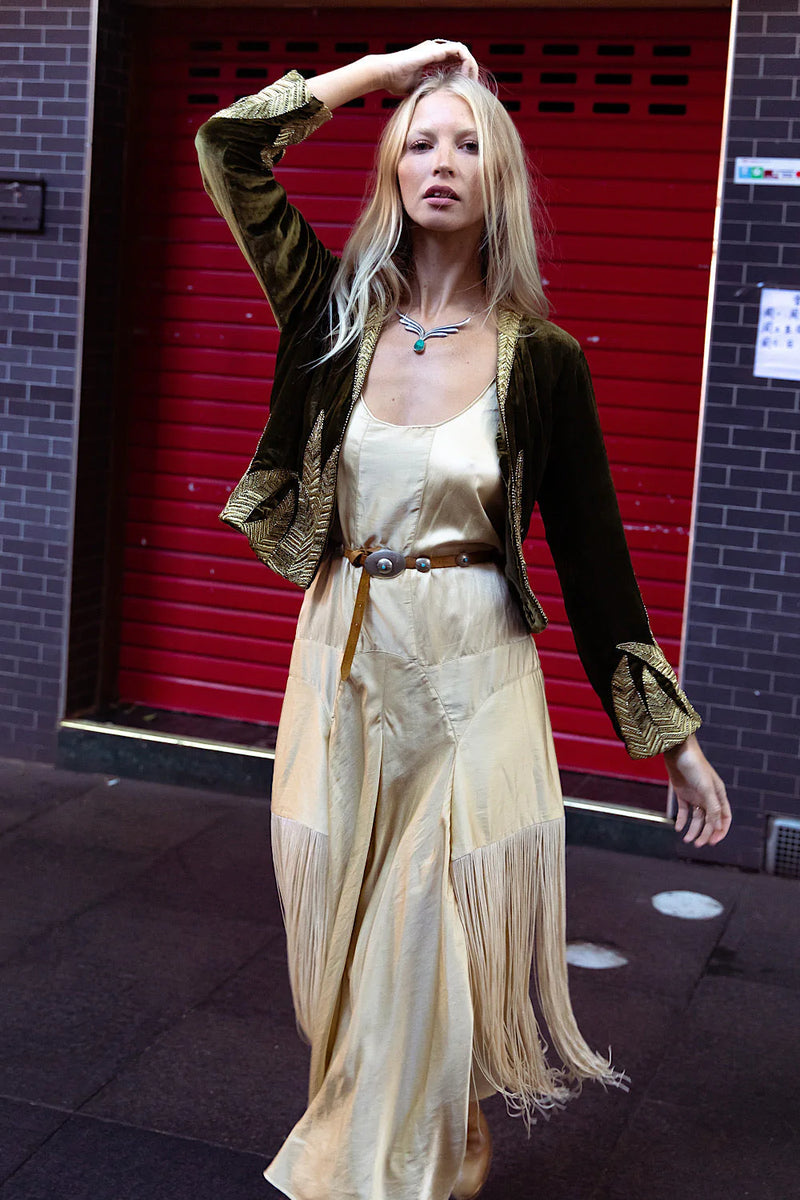 Another Star Silk Fringe Dress - Champagne - Chasing Unicorns