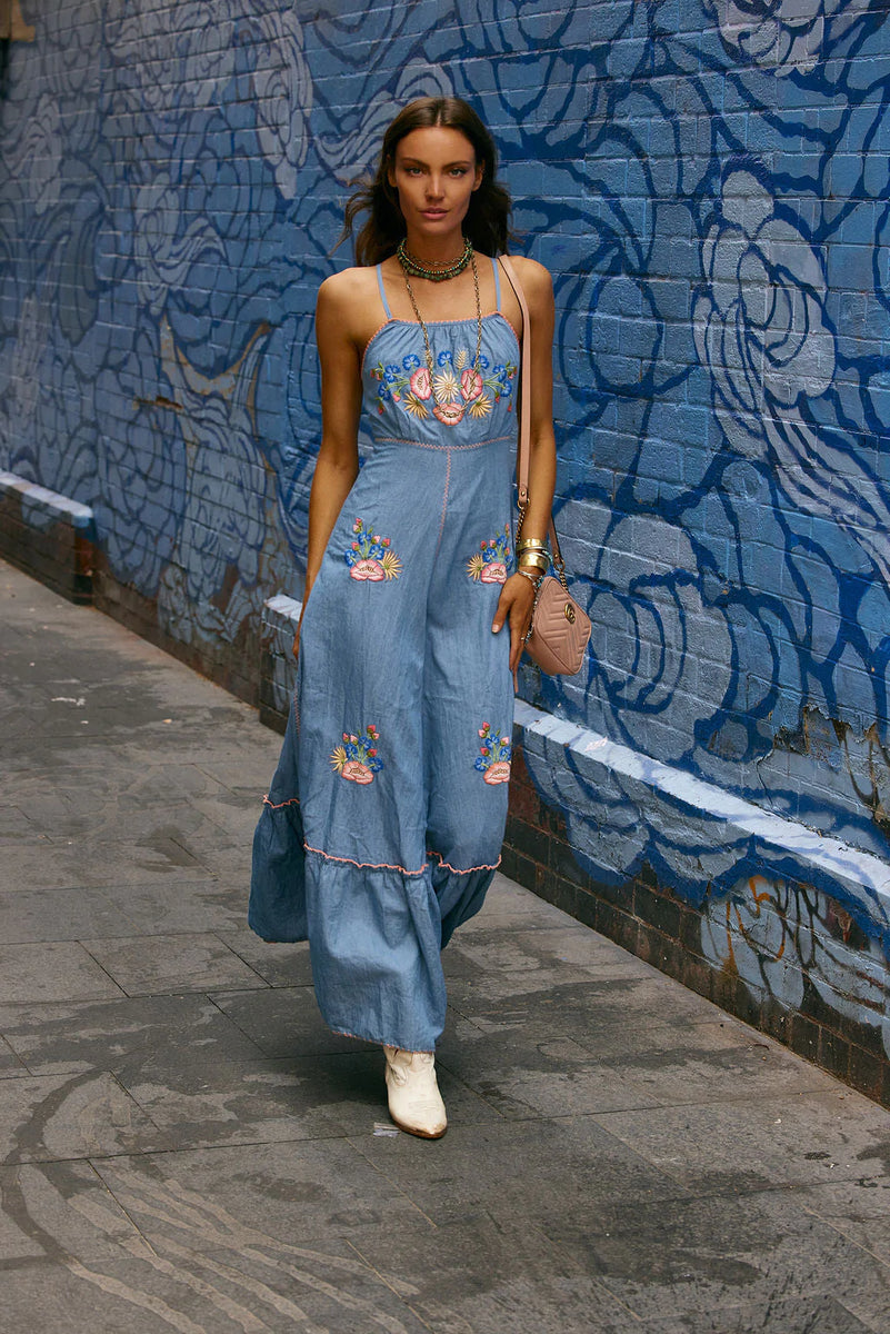 Bad Moon Rising Sundress - Folk Floral - Chasing Unicorns