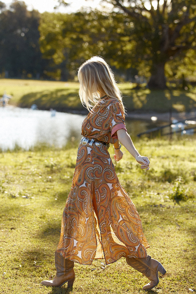 Bed Of Roses Paisley Silk Crepe Maxi Dress - Chasing Unicorns