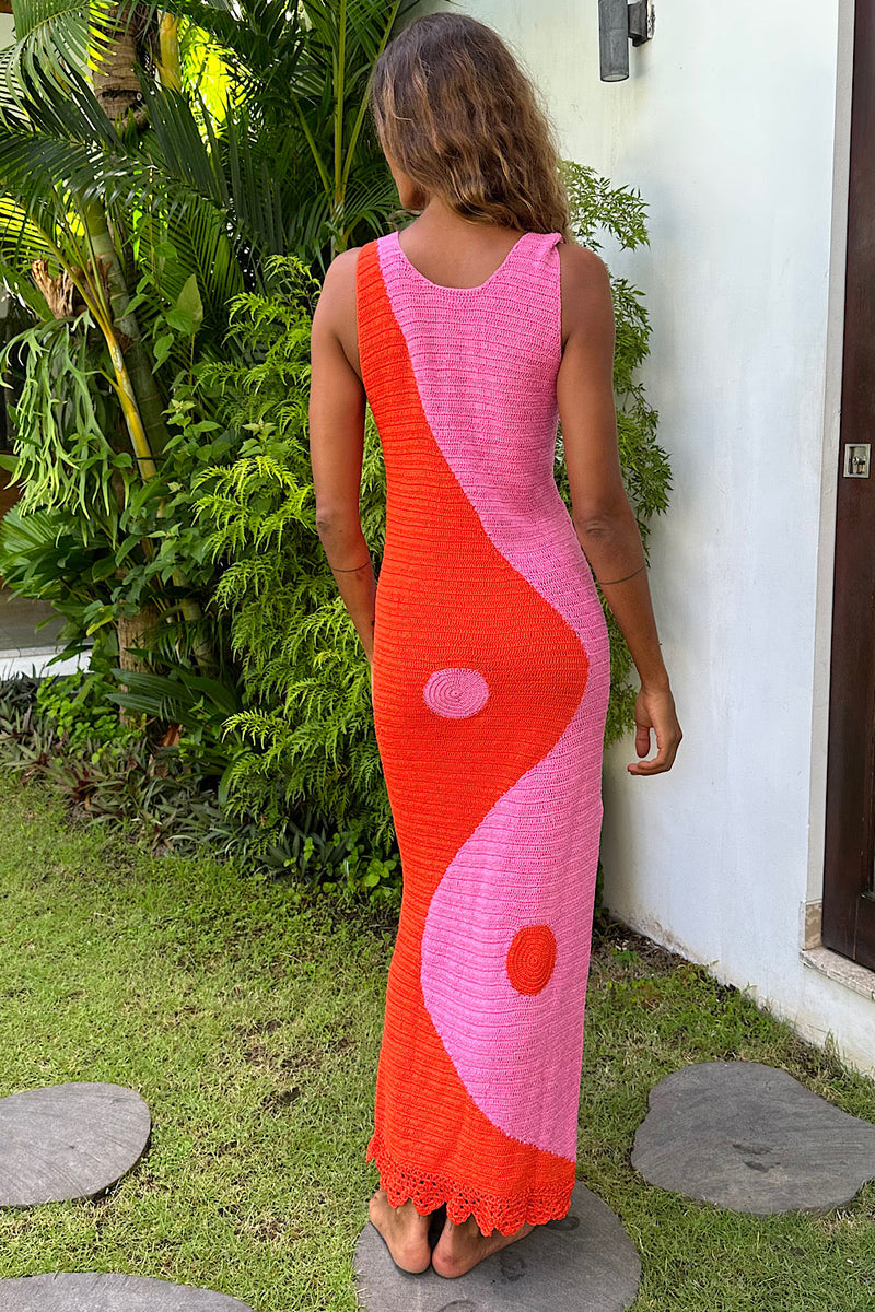 Black Summer Hand Crochet Maxi Dress - Red - Chasing Unicorns