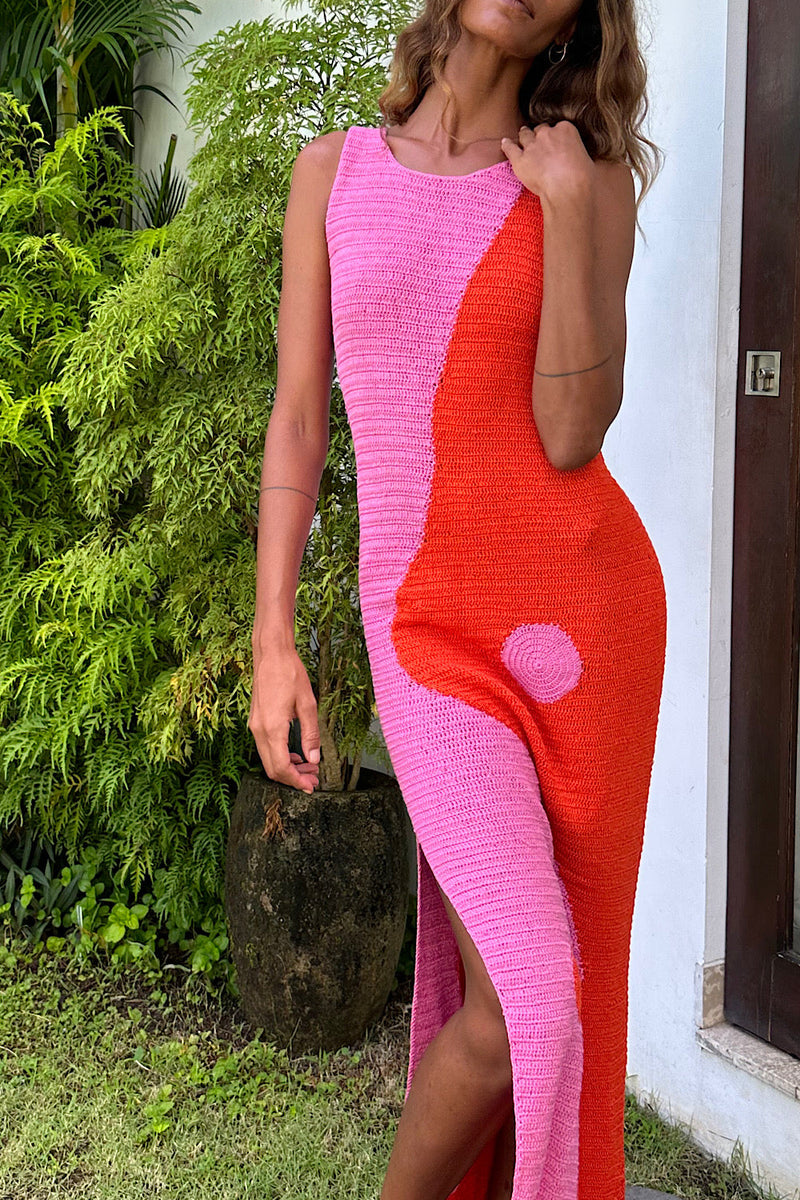 Black Summer Hand Crochet Maxi Dress - Red - Chasing Unicorns