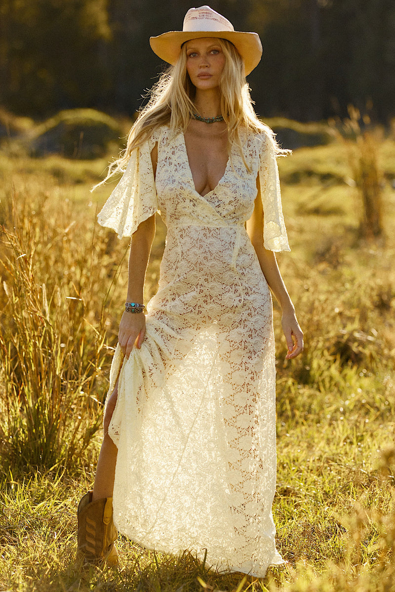 Blue Moon Lace + Cord Embroidered Maxi Dress - Chasing Unicorns