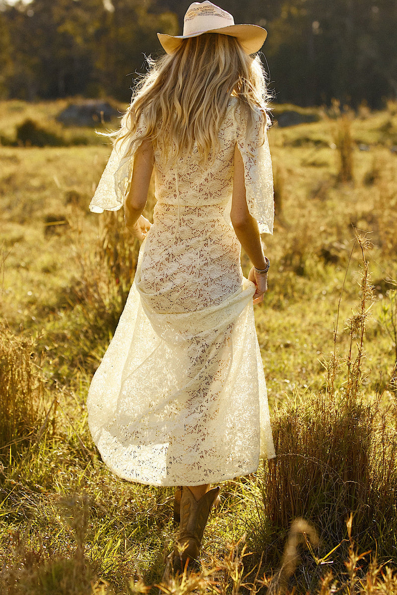 Blue Moon Lace + Cord Embroidered Maxi Dress - Chasing Unicorns