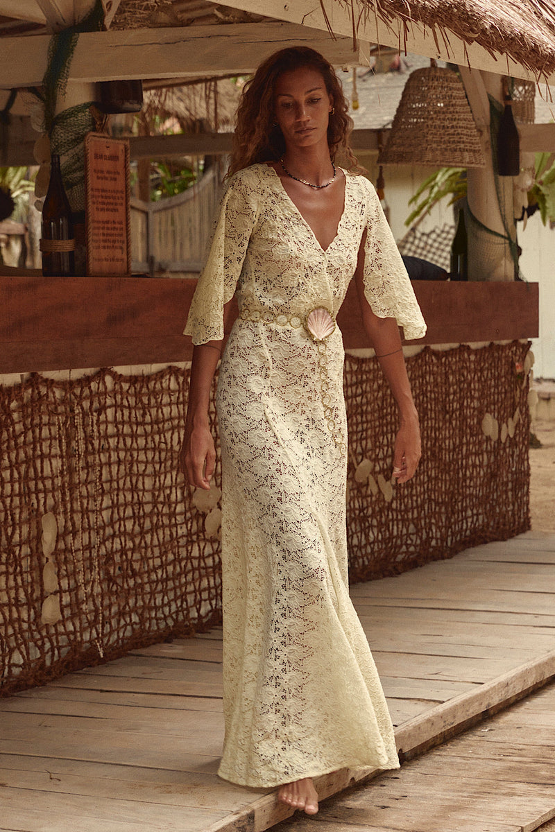 Blue Moon Lace + Cord Embroidered Maxi Dress - Chasing Unicorns