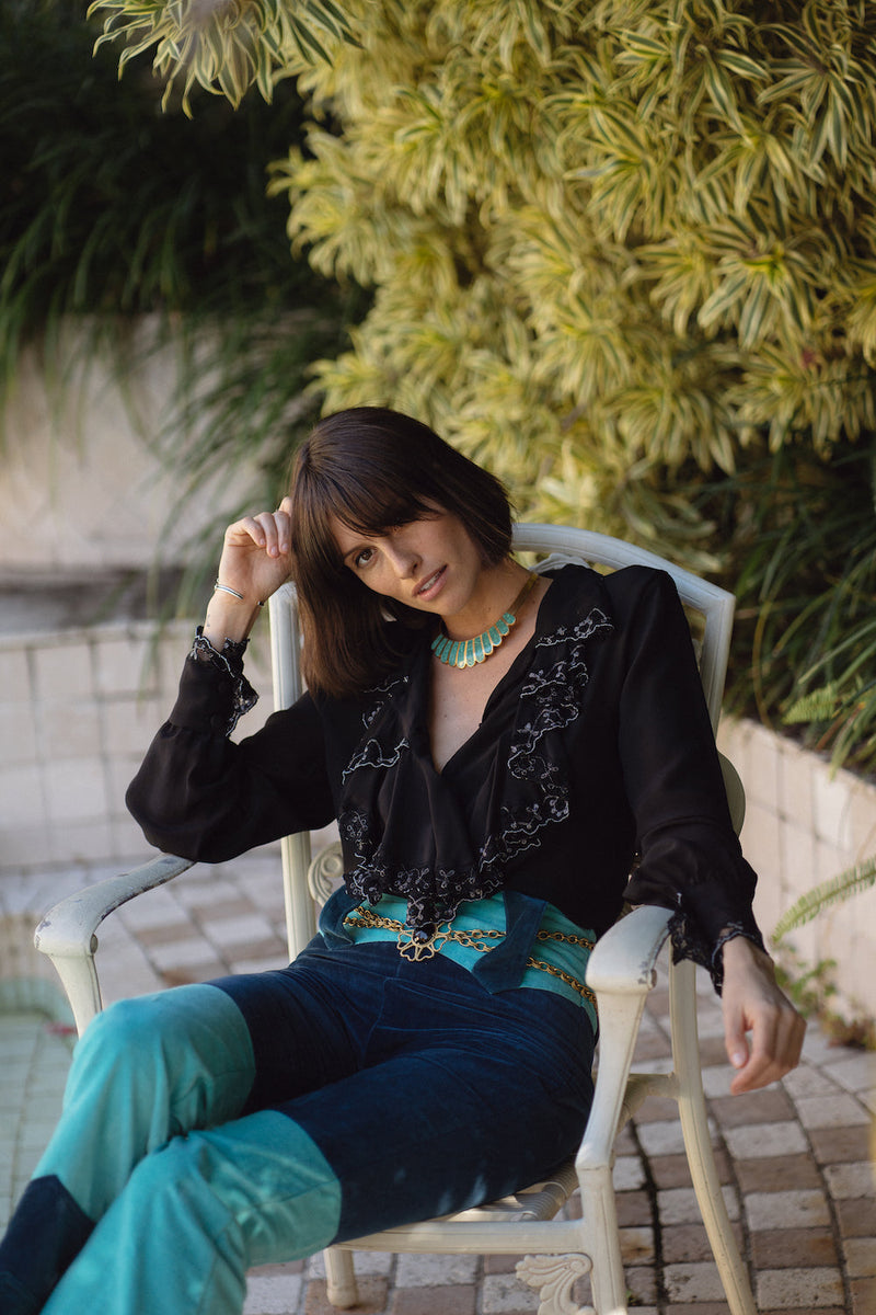 Busy Being Fabulous Silk, Lace + Beaded Blouse - Black - Chasing Unicorns