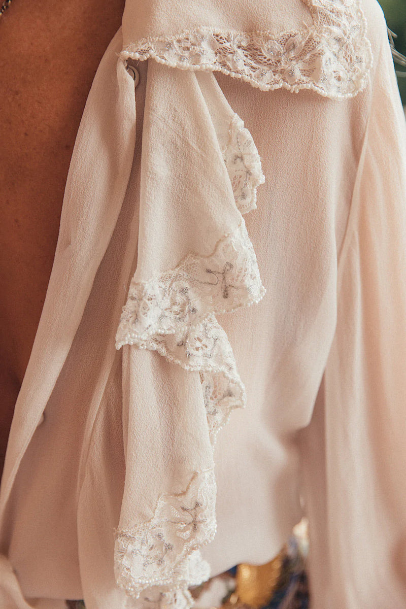 Busy Being Fabulous Silk, Lace + Beaded Blouse - Chasing Unicorns