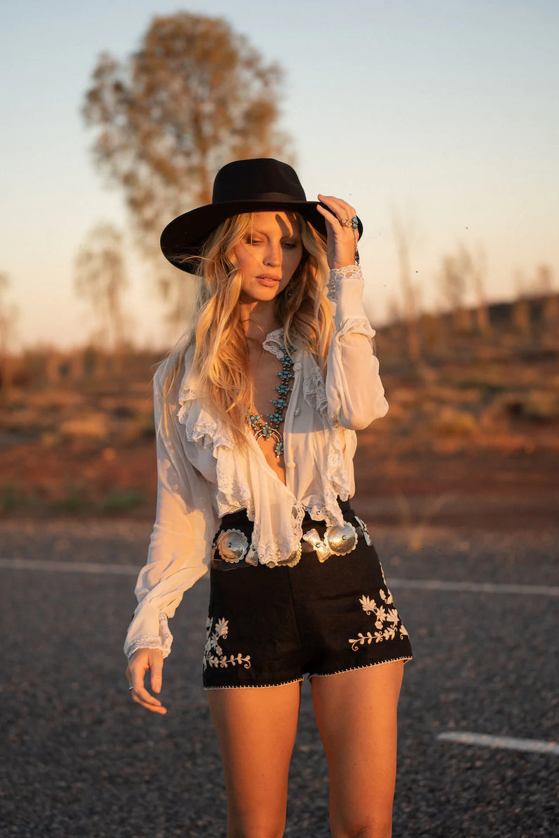 Busy Being Fabulous Silk, Lace + Beaded Blouse - Chasing Unicorns