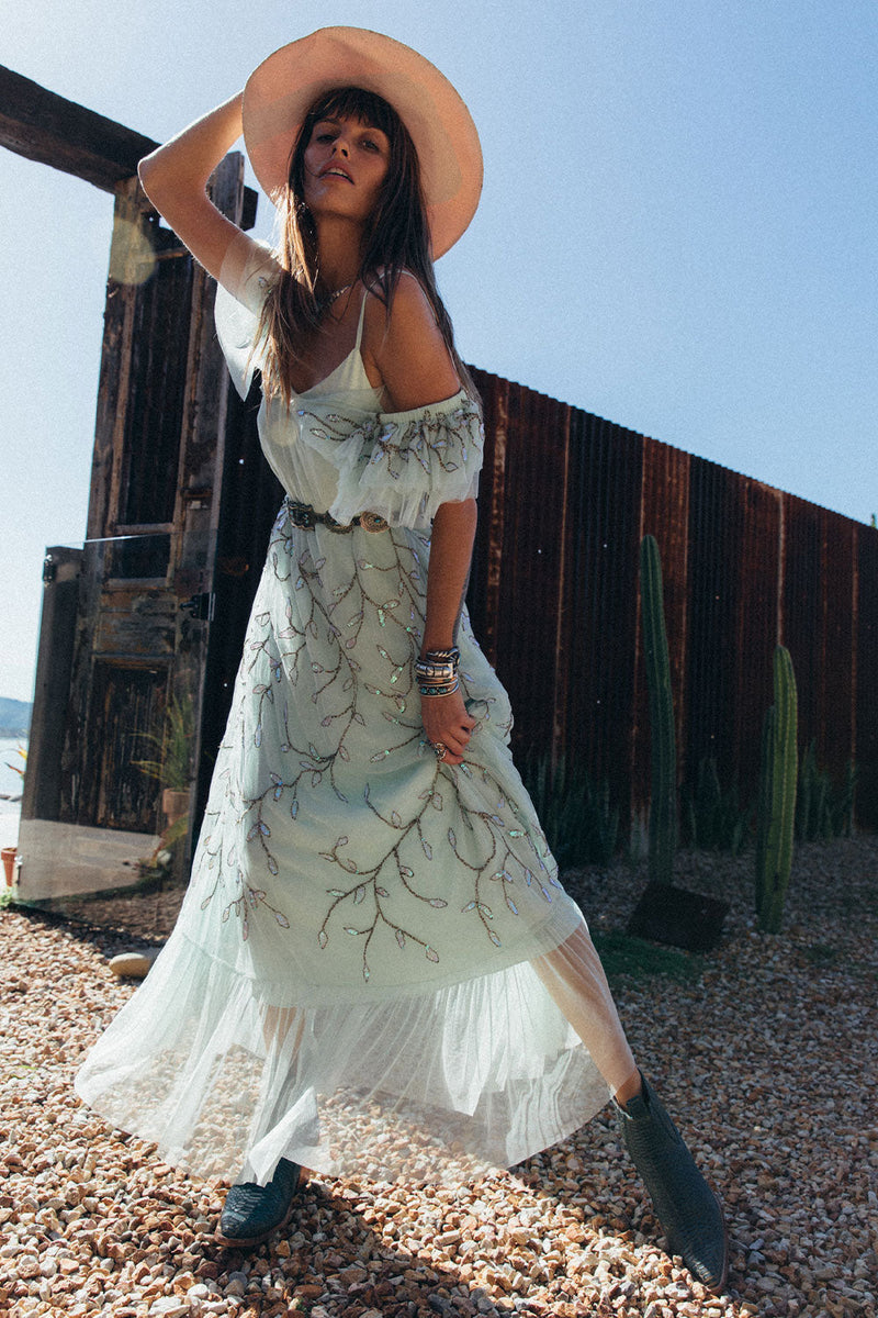Cajun Moon Tulle + Beaded Maxi Dress - Chasing Unicorns
