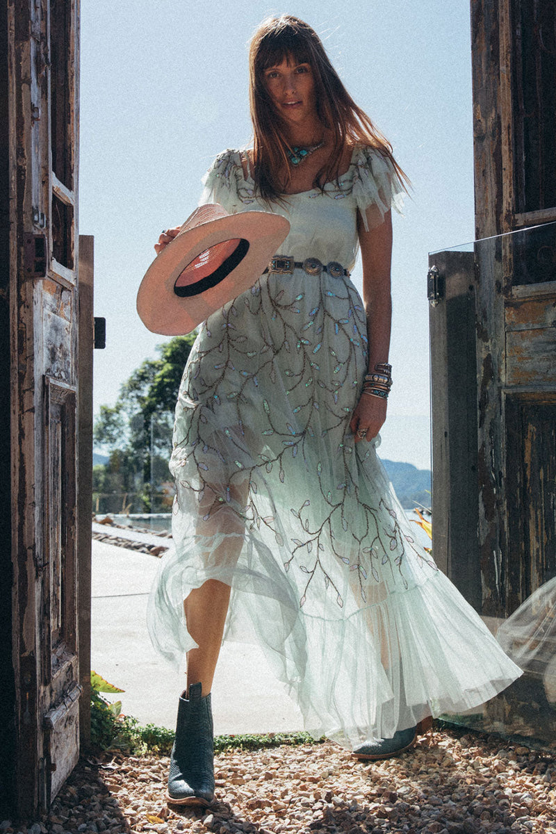 Cajun Moon Tulle + Beaded Maxi Dress - Chasing Unicorns