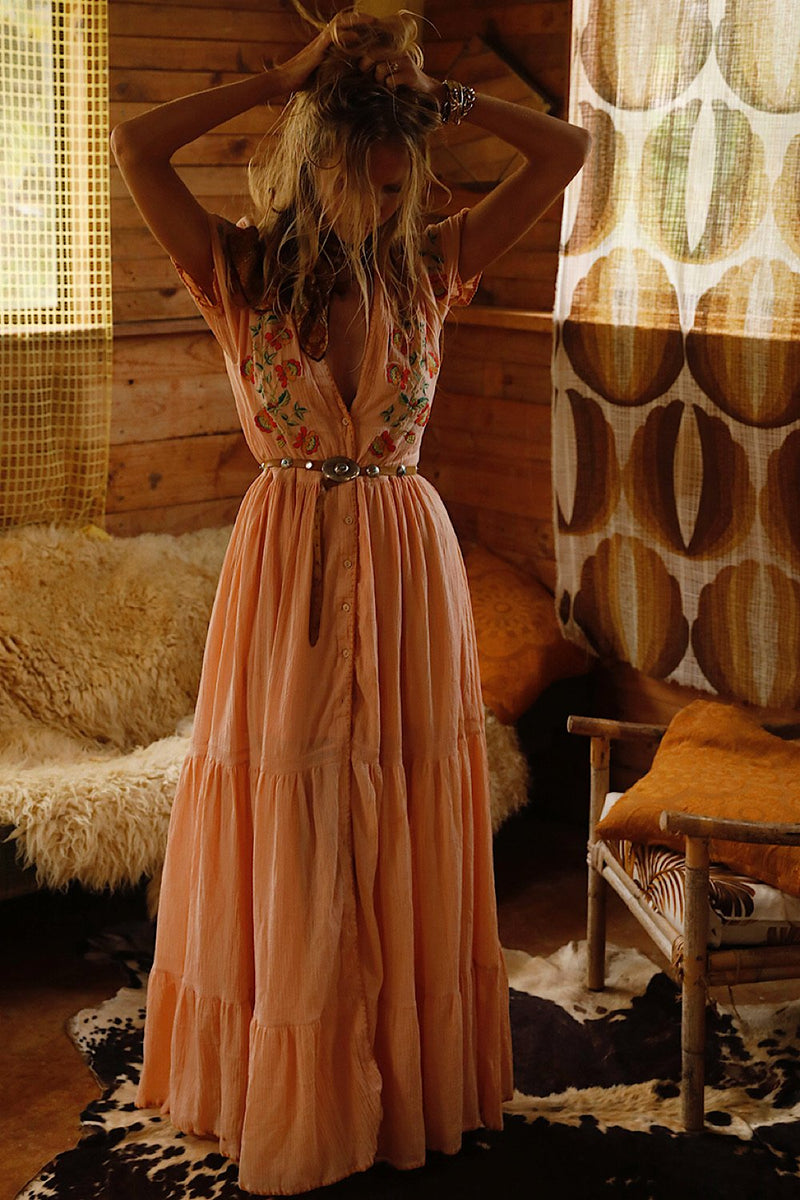 Call Me The Breeze Embroidered Maxi Dress - Chasing Unicorns
