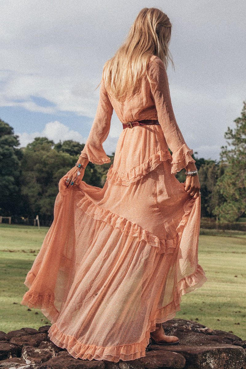 Dream On Ruffle Maxi Dress - Pink Tiny Floral - Chasing Unicorns