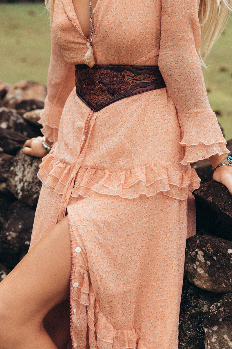 Dream On Ruffle Maxi Dress - Pink Tiny Floral - Chasing Unicorns