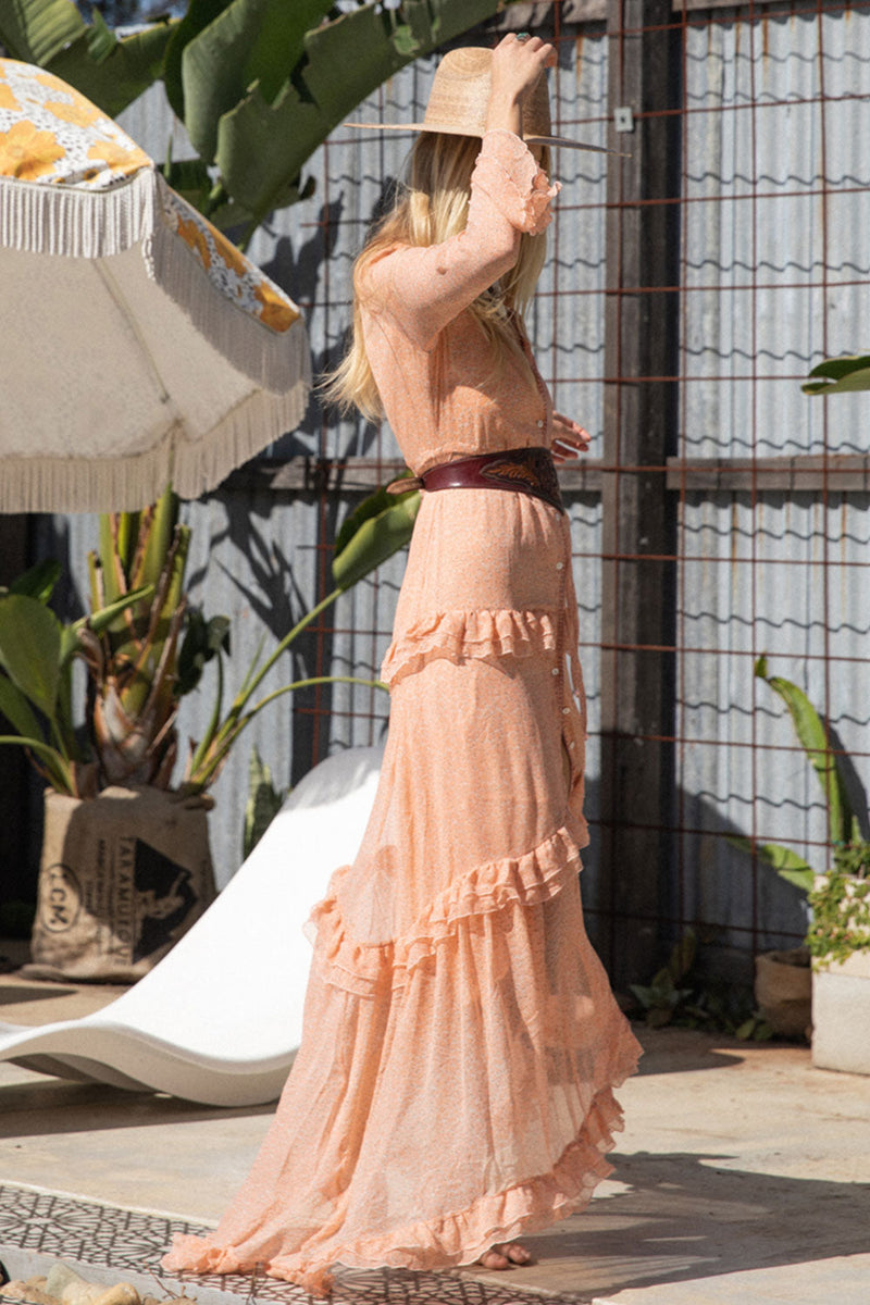 Dream On Ruffle Maxi Dress - Pink Tiny Floral - Chasing Unicorns