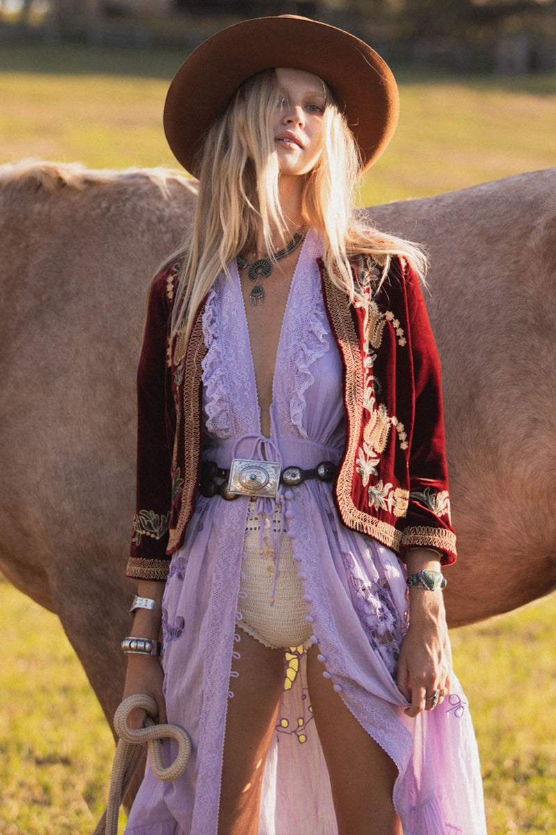 Enter The Dreamland Embroidered Duster Dress- Lavender - Chasing Unicorns