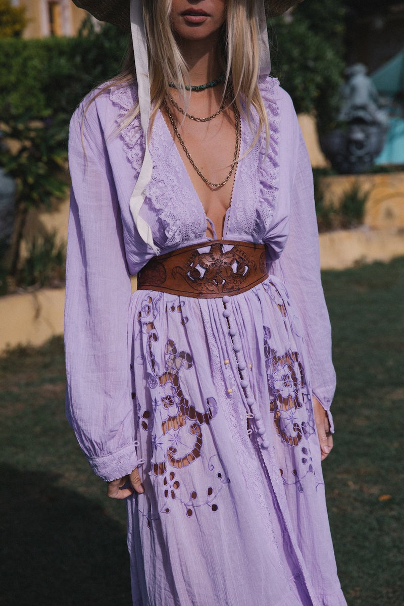 Enter The Dreamland Embroidered Duster Dress- Lavender - Chasing Unicorns