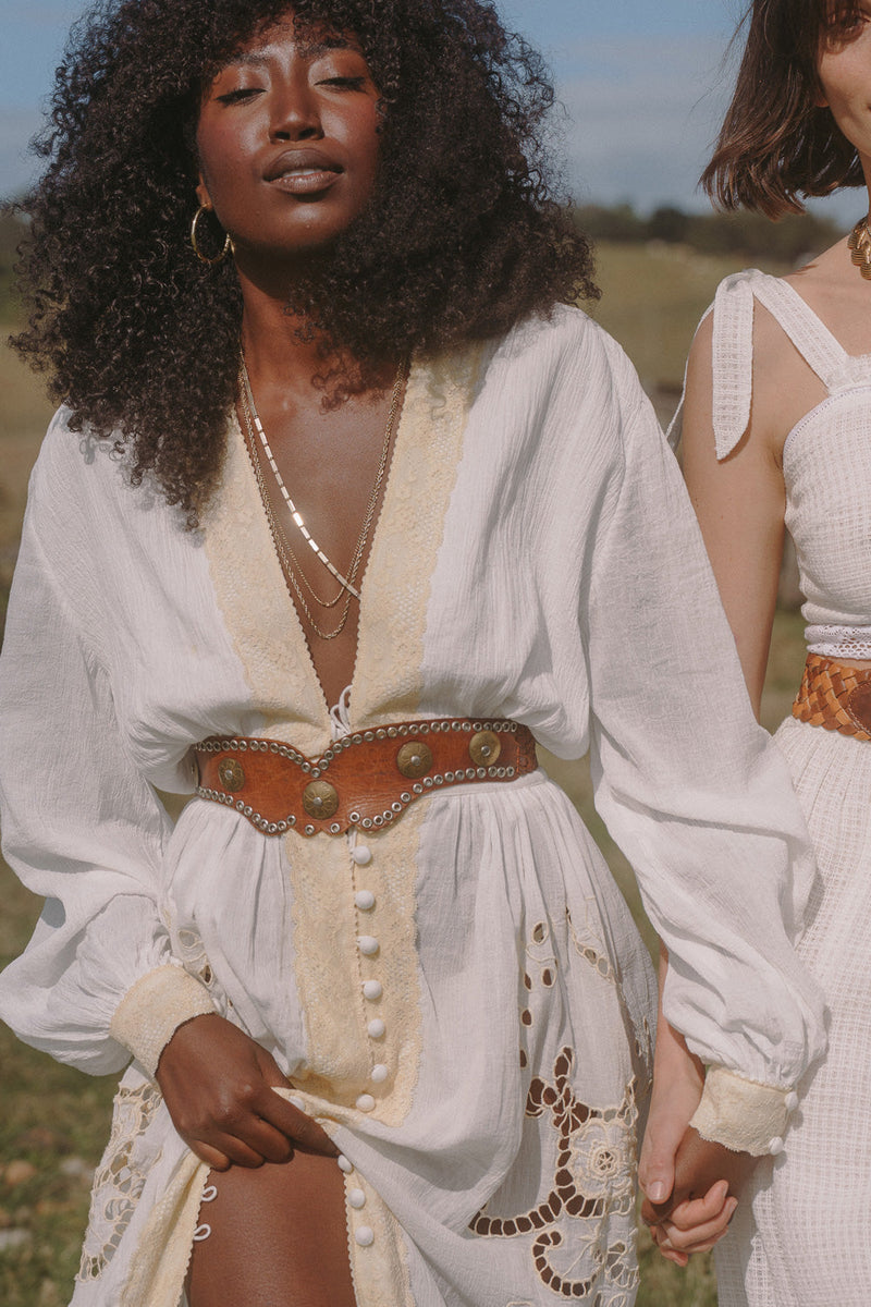 Enter The Dreamland Embroidered Duster Dress- White - Chasing Unicorns