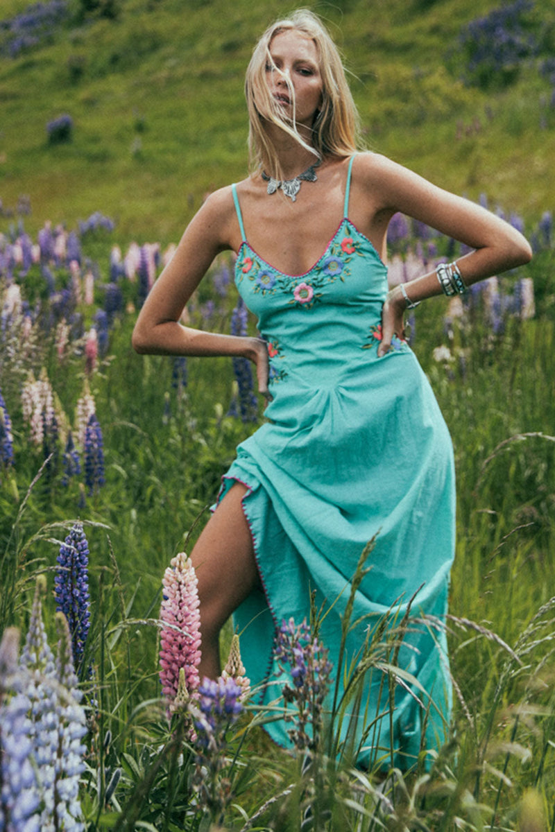 Flor D’ Luna Sundress - Turquoise - Chasing Unicorns