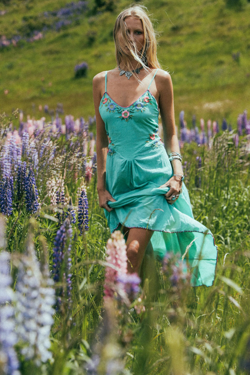 Flor D’ Luna Sundress - Turquoise - Chasing Unicorns