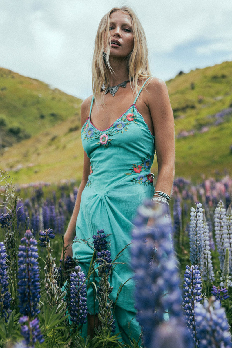 Flor D’ Luna Sundress - Turquoise - Chasing Unicorns