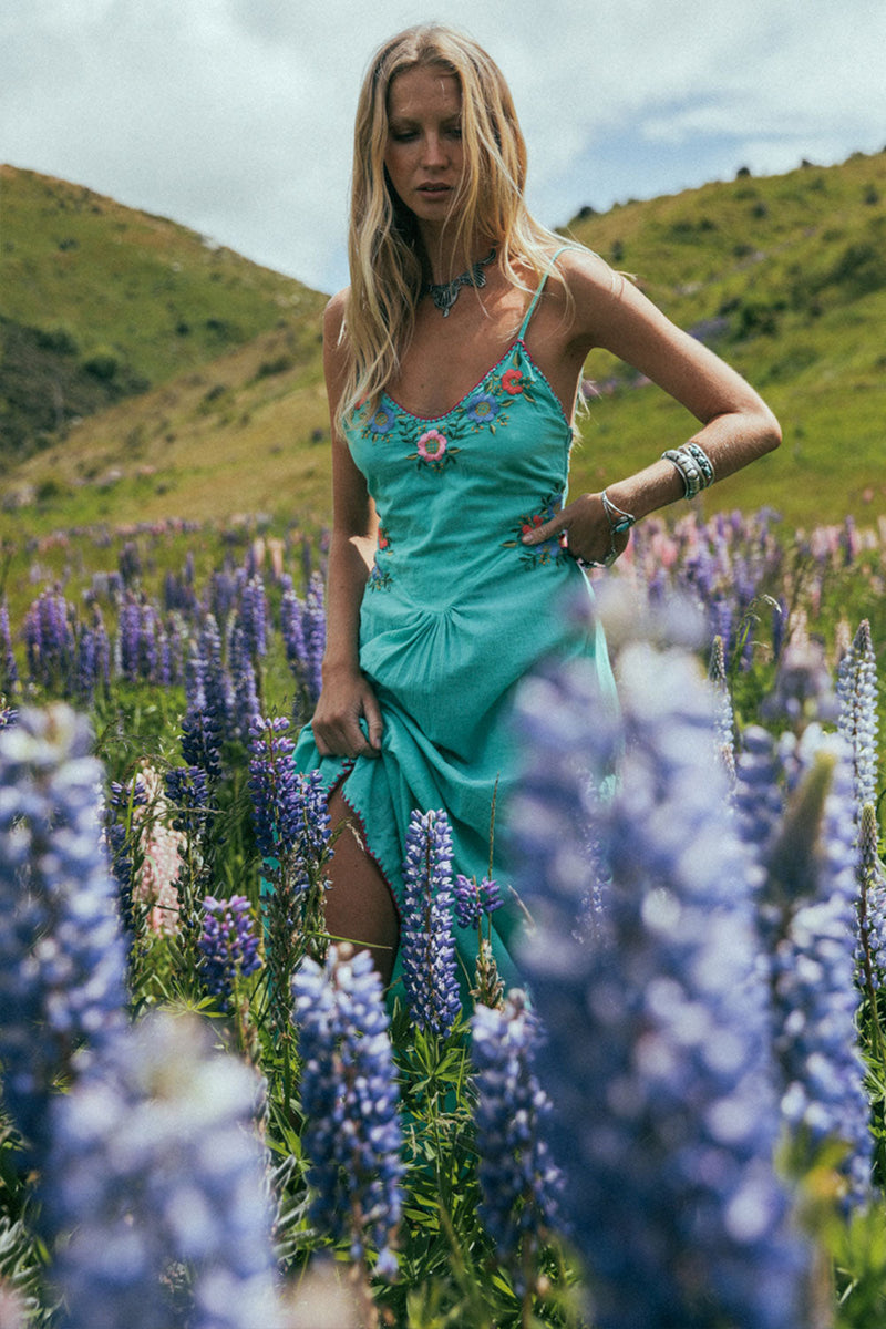 Flor D’ Luna Sundress - Turquoise - Chasing Unicorns