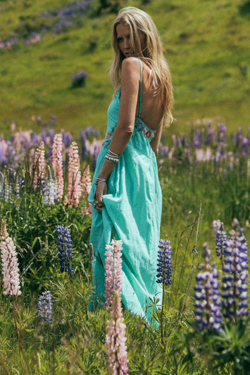 Flor D’ Luna Sundress - Turquoise - Chasing Unicorns