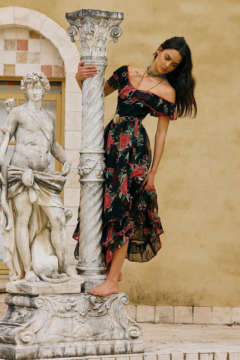 Flowers In December Silk/Cotton Maxi Dress - Chasing Unicorns