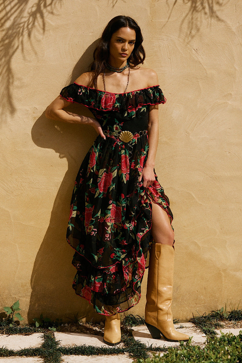 Flowers In December Silk/Cotton Maxi Dress - Chasing Unicorns