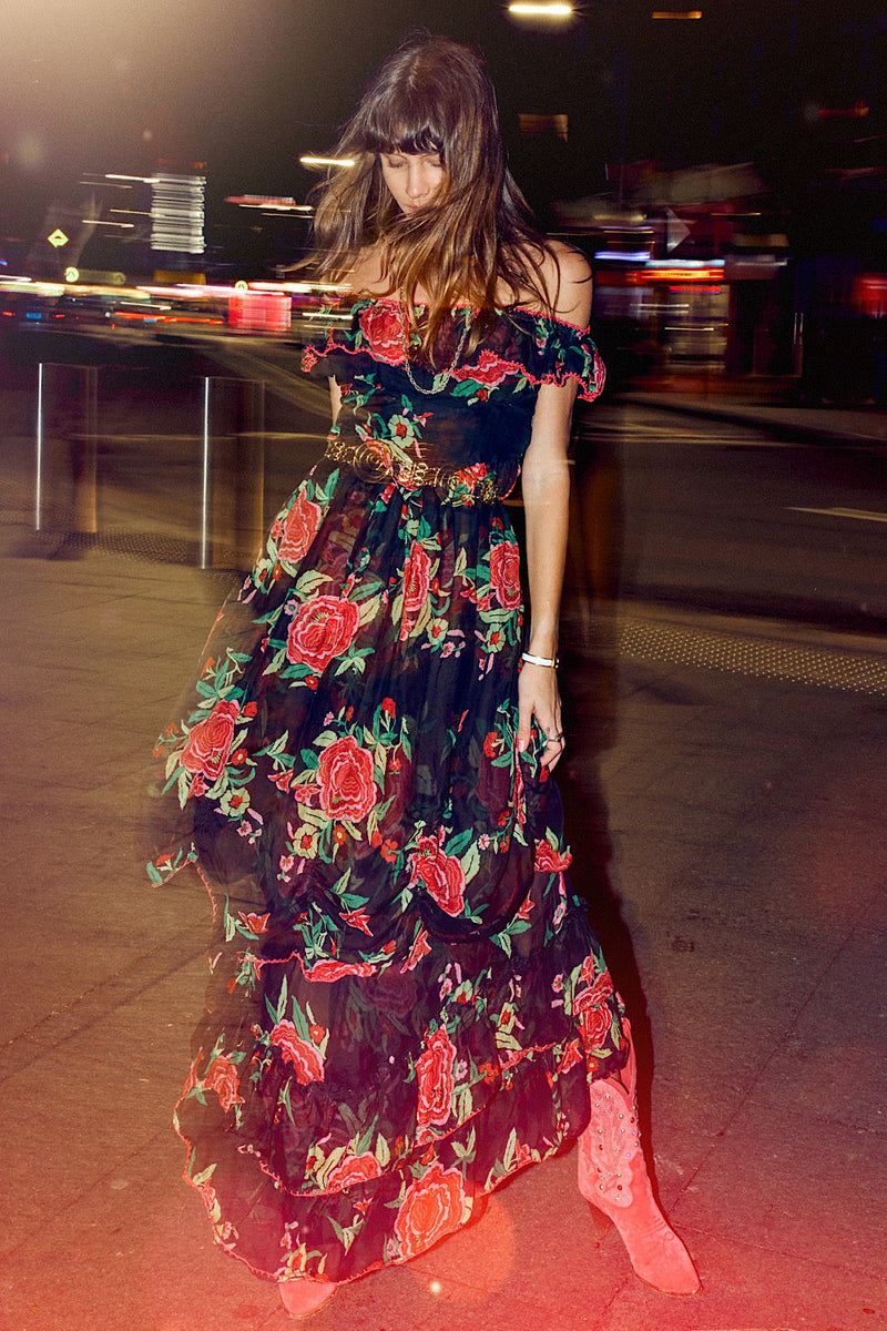 Flowers In December Silk/Cotton Maxi Dress - Chasing Unicorns