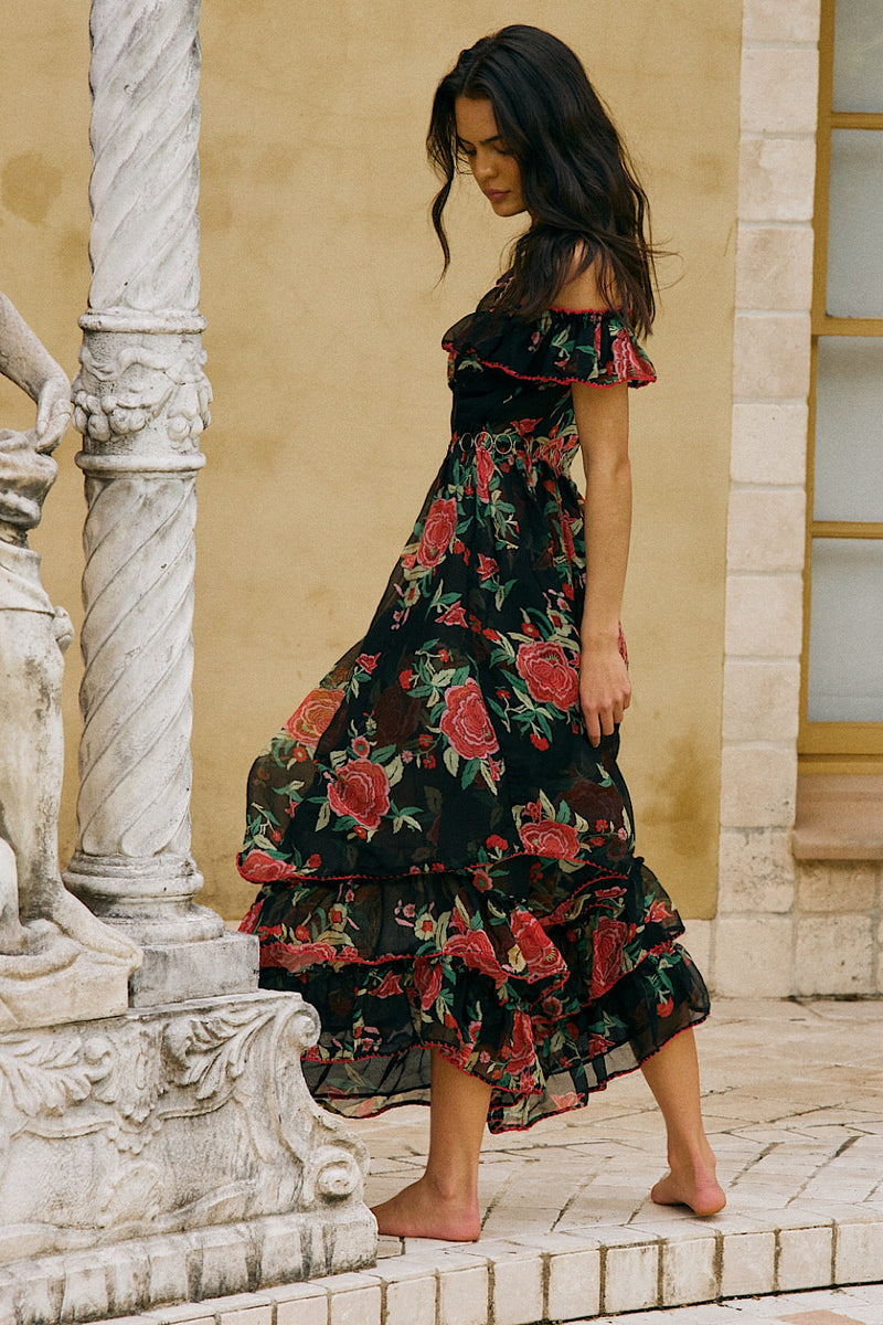 Flowers In December Silk/Cotton Maxi Dress - Chasing Unicorns