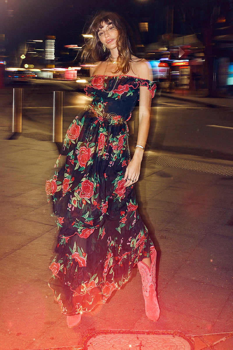 Flowers In December Silk/Cotton Maxi Dress - Chasing Unicorns