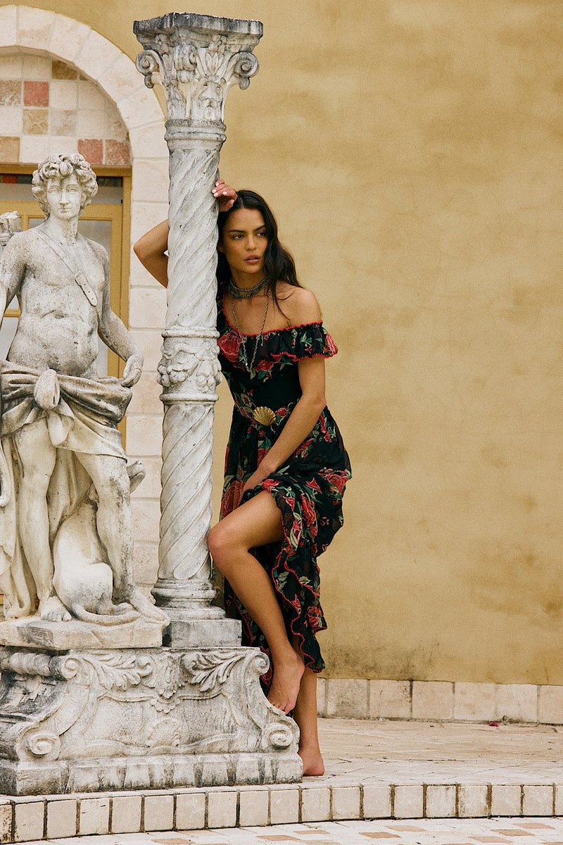 Flowers In December Silk/Cotton Maxi Dress - Chasing Unicorns