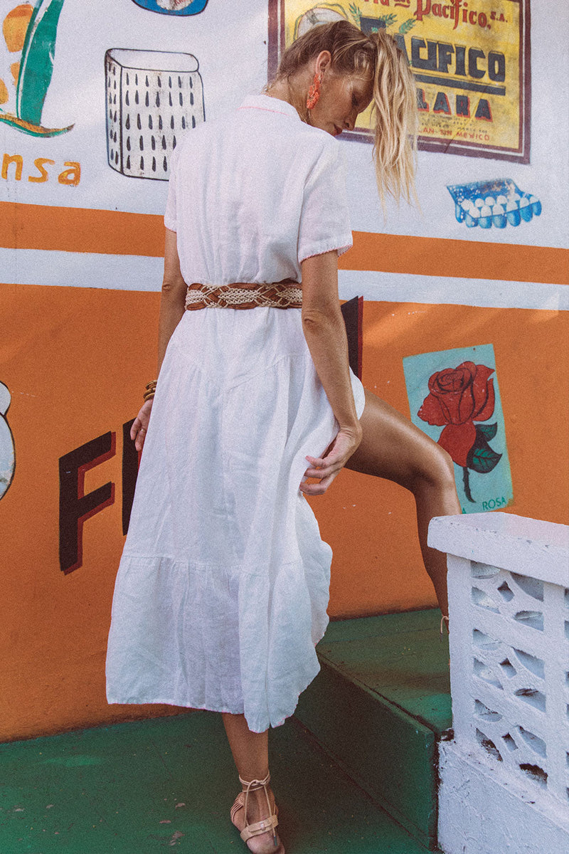 Flowers On The Wall Embroidered Midi Dress - Chasing Unicorns