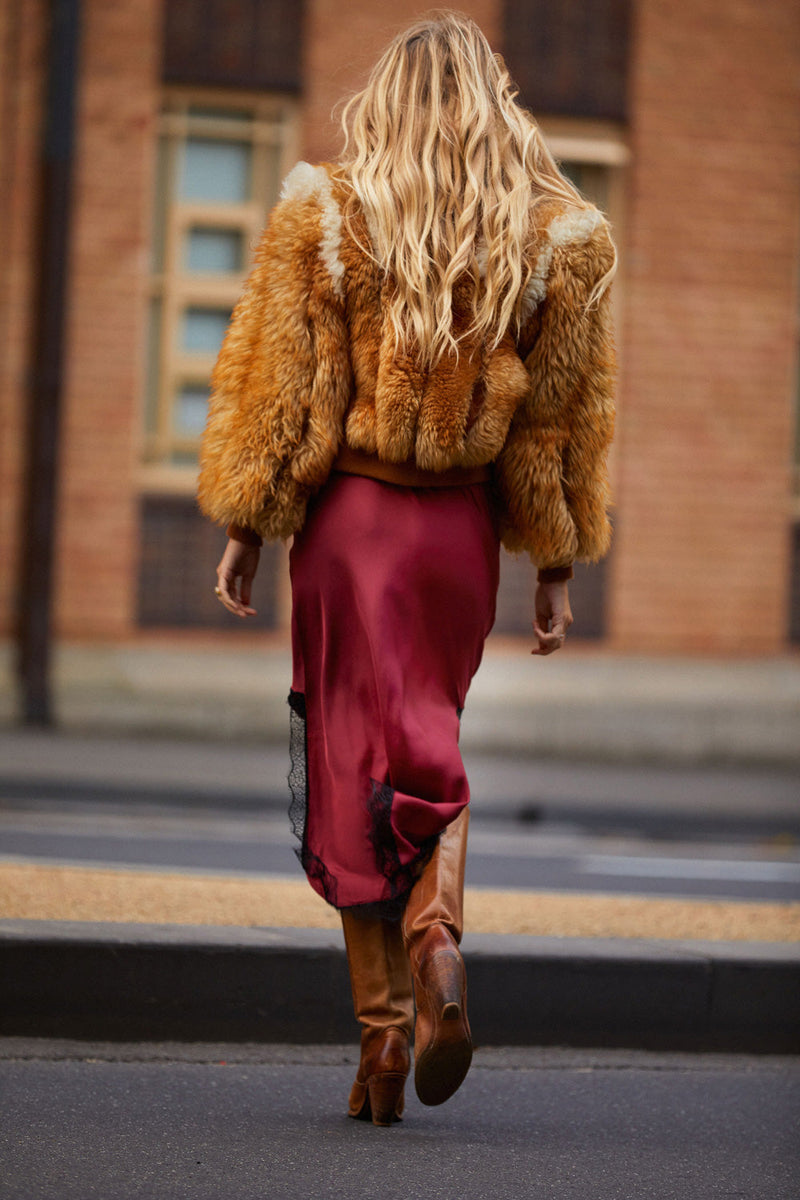 Friend Of The Devil Backless Silk + Lace Maxi Slip Dress - Berry - Chasing Unicorns