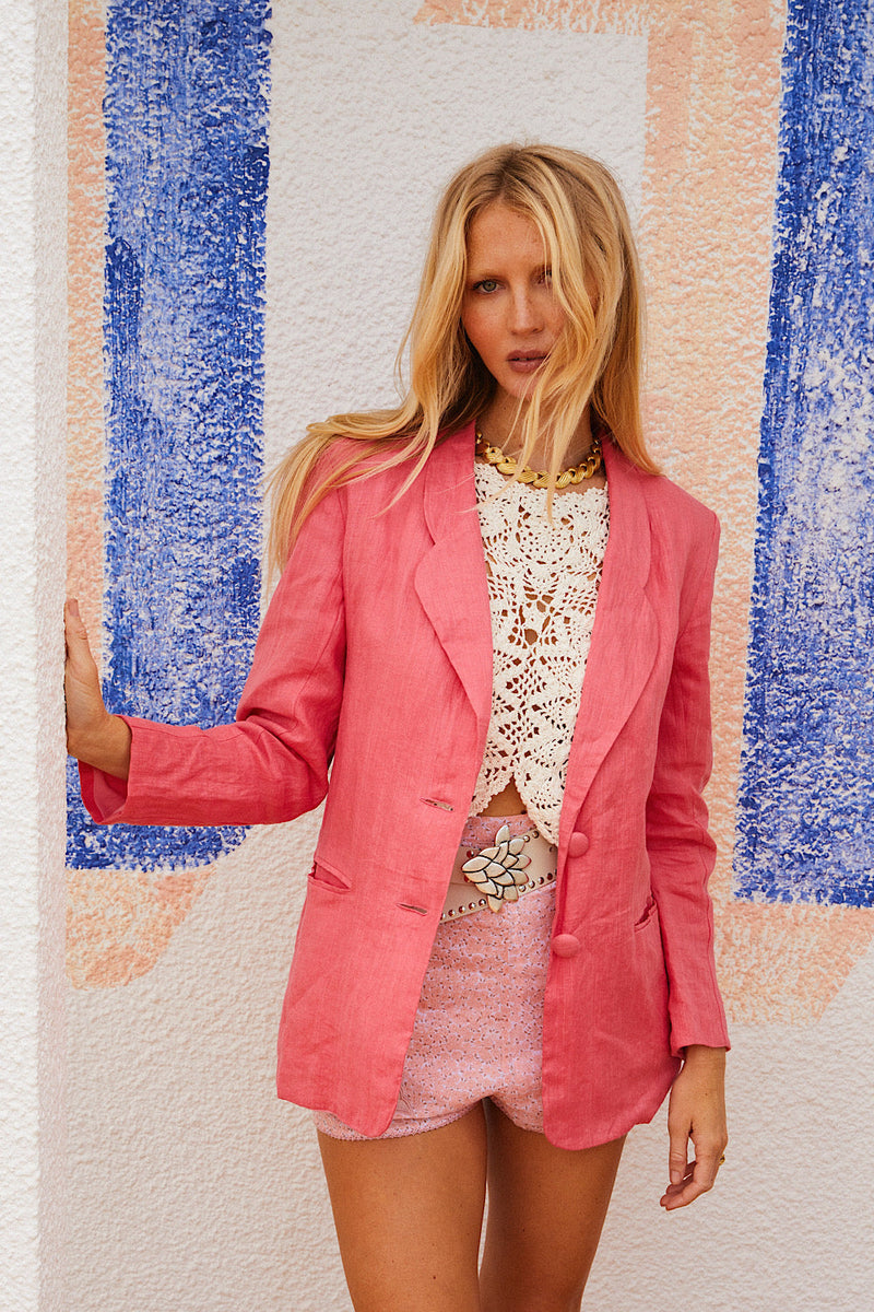 Garden Grove Embroidered Linen Blazer - Chasing Unicorns